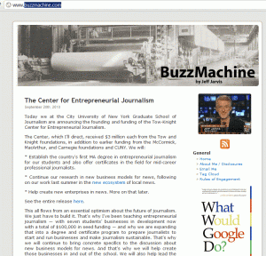 Buzzmachine.com and JEFF JARVIS, author of What Would Google Do?