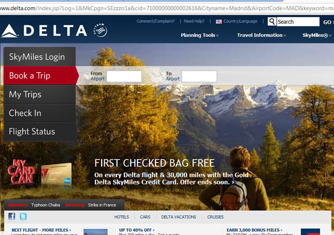 Delta  Airlines WEBPAGE
