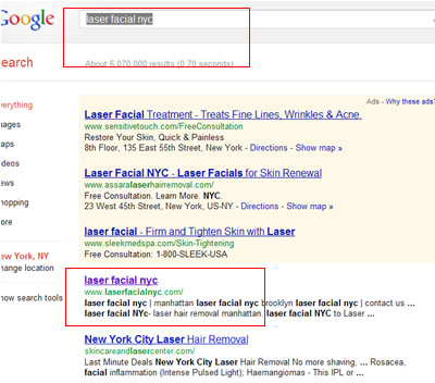 Laser Facial NYC NY Google Promotion 2012