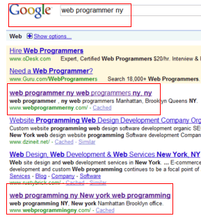 web programmer NY - New York on Google
