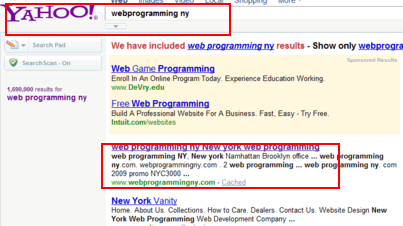 web programming ny promotion on Yahoo