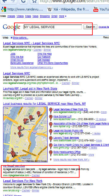 NY Legal service google New York first page
