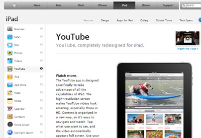 Youtube on Ipad Apple  applet programming 