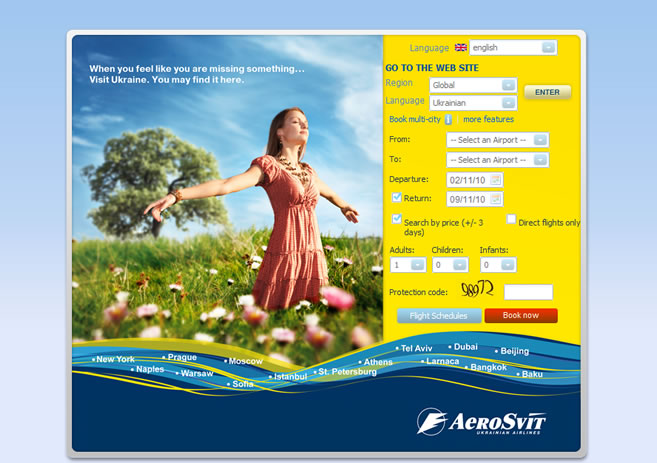 Aerosvit airlines WEBPAGE
