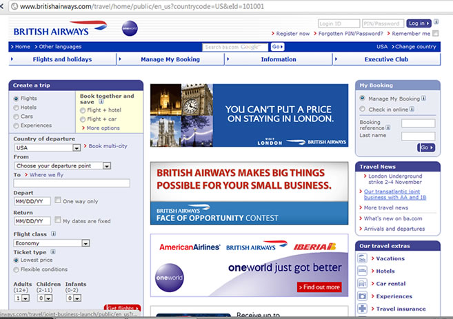 British Airlines WEBPAGE