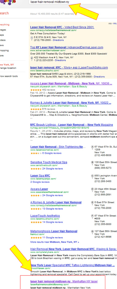 Laser Hair Removal Midtown NY Google Promotion 2012 March