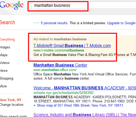 Manhattan Business Google Listing