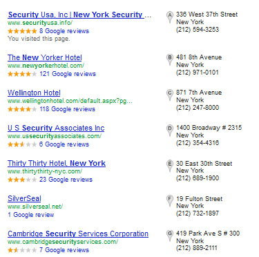 New York security guard Google Promotion List
