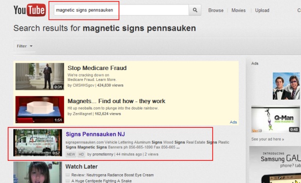 Magnetic signs pennsauken First Paje Youtube Promotion NJ