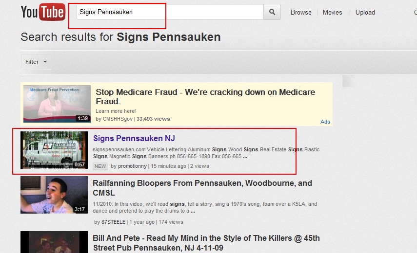 Signs Pennsauken First Youtube Promotion