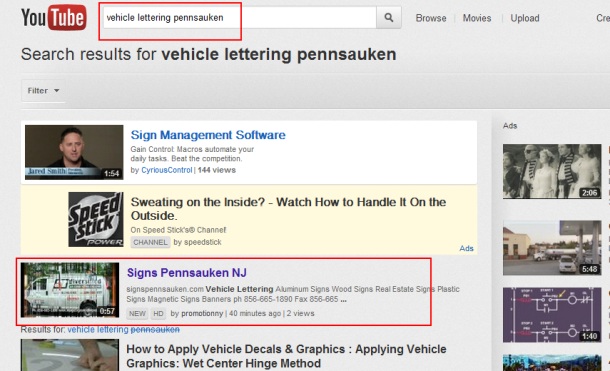 vehicle lettering Pennsauken First Page Youtube Promotion