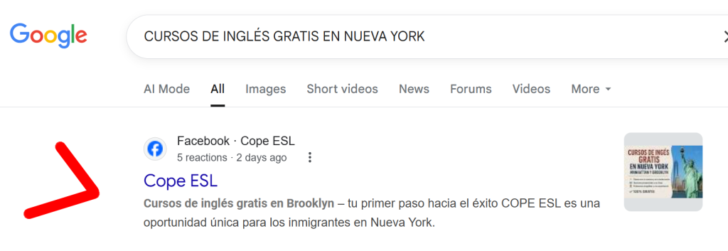 CURSOS DE INGLÉS GRATIS EN NUEVA YORK Google -Spanish Promotion New York Free English Classes